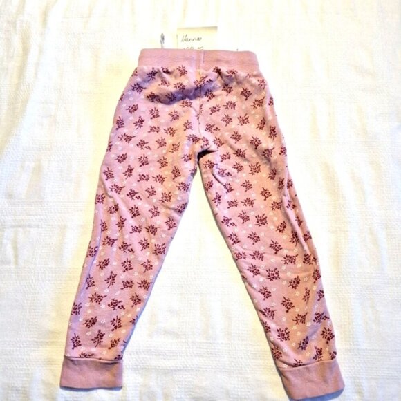 Hanna Andersson girls size 100 or 4 pink with purple & white flower joggers vguc - Picture 2 of 5